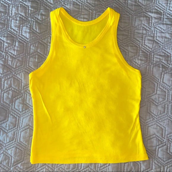 Versace Tops - VERSACE Vintage Jersey Tank high shoulder face logo on front canary yellow